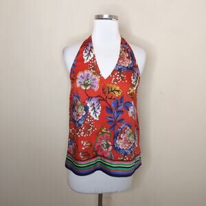 Express Halter Top Tank Floral Stripe Satin